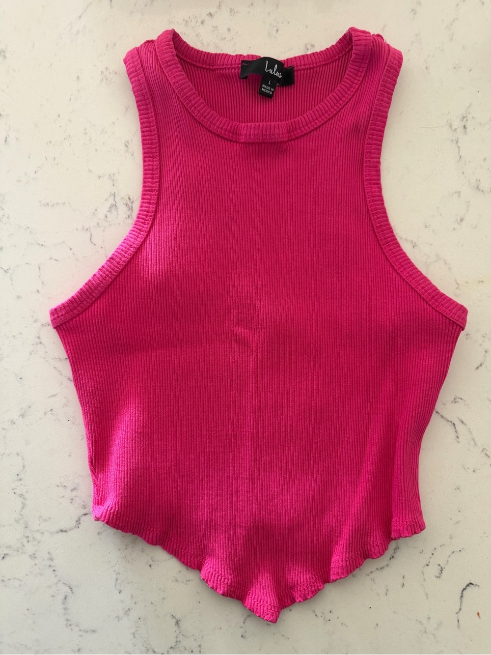 Lulu's Hot Pink Ribbed Tank Top - Cropped Sleeveless Women's Top